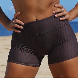 Benoa Swim Brown Zebra Print Athletic Shorts